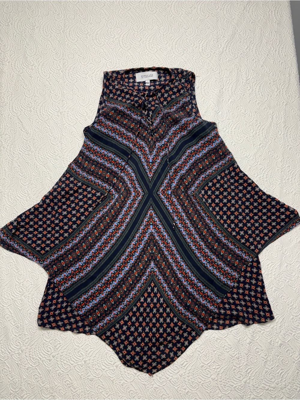 Derek Lam Floral Print Halter Top in Navy and Rust
